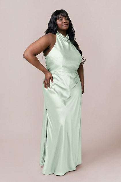 Veronica Satin Dress | Made To Order | Pistachio