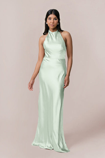 Veronica Satin Dress | Made To Order | Pistachio