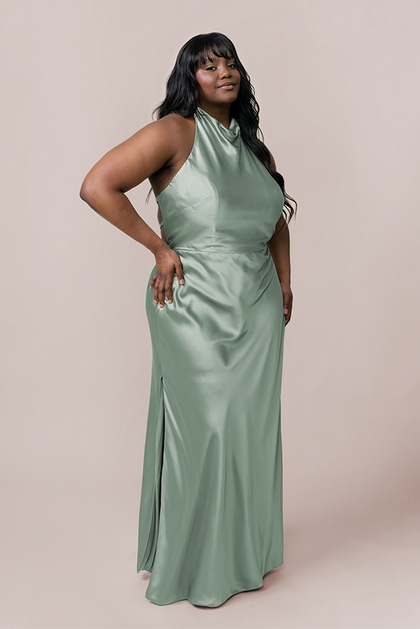 Veronica Satin Dress | Made To Order | Sage