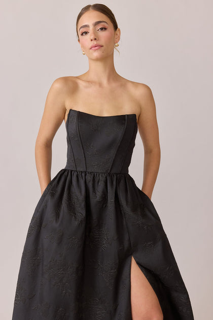 Vienna Jacquard Dress | Made To Order | Black