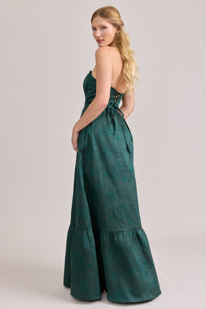 Vienna Jacquard Dress | Made To Order | Classic Emerald