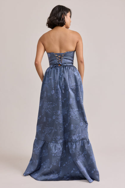 Vienna Jacquard Dress | Made To Order | Indie Blue