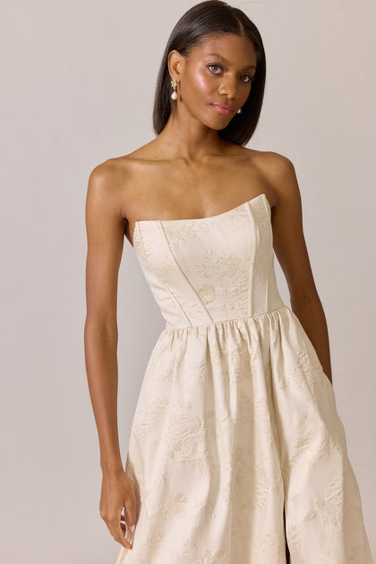 Vienna Jacquard Dress | Made To Order | Champagne