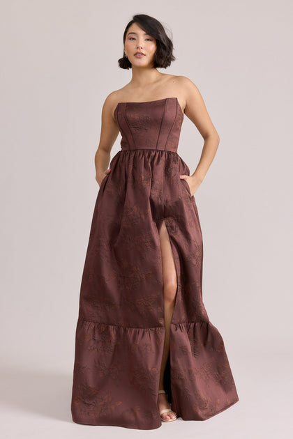Vienna Jacquard Dress | Made To Order | Mahogany