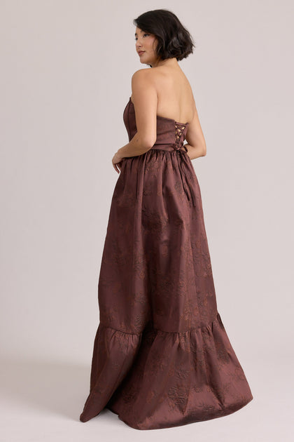 Vienna Jacquard Dress | Made To Order | Mahogany