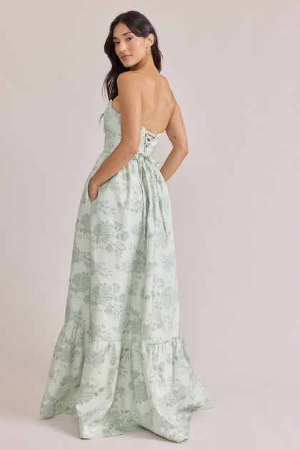 Vienna Jacquard Dress | Made To Order | Sage