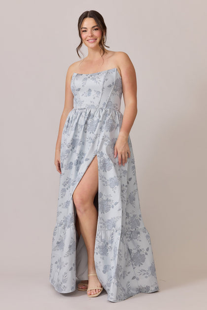 Vienna Jacquard Dress | Made To Order | Sky Blue