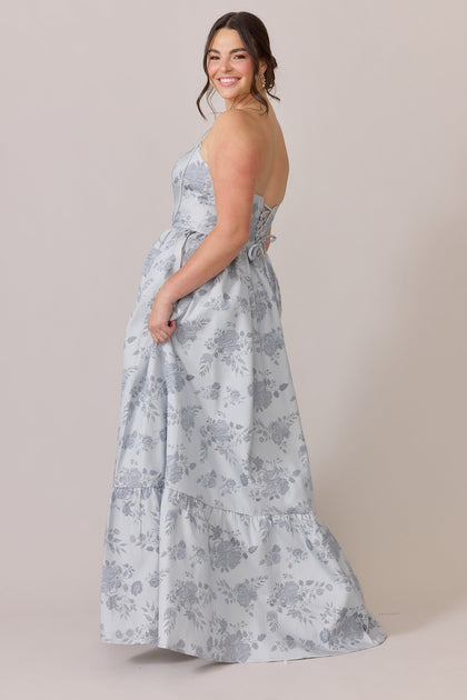 Vienna Jacquard Dress | Made To Order | Sky Blue