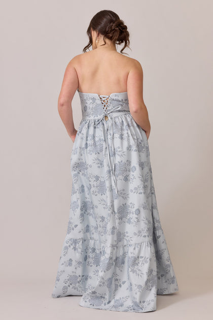 Vienna Jacquard Dress | Made To Order | Sky Blue