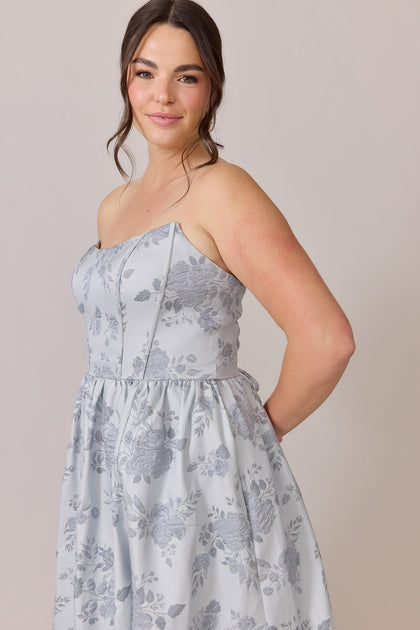Vienna Jacquard Dress | Made To Order | Sky Blue