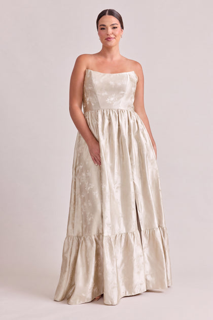 Vienna Lustre Jacquard Dress | Ivory