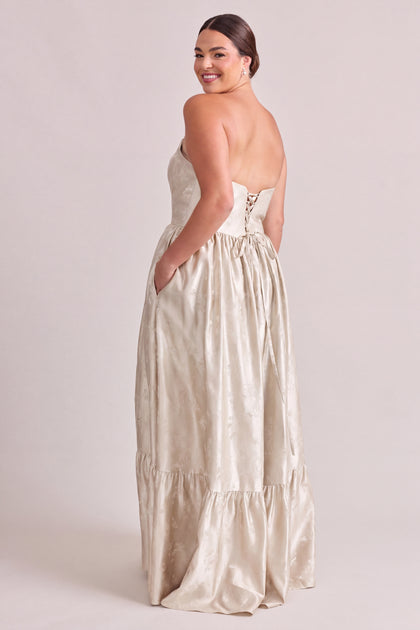 Vienna Lustre Jacquard Dress | Ivory