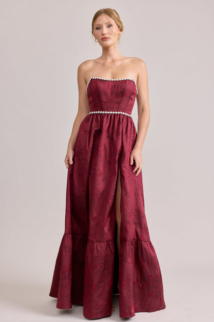 Vienna Luxe Jacquard Dress | Made To Order | Cabernet