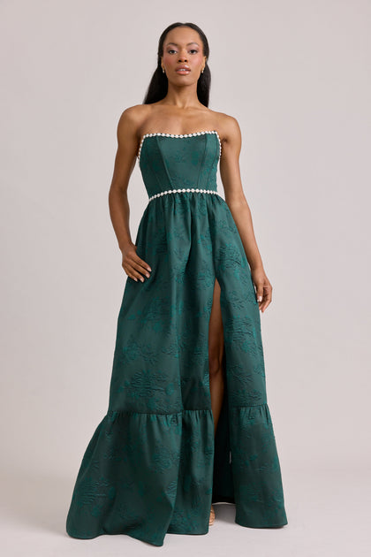 Vienna Luxe Jacquard Dress | Made To Order | Classic Emerald