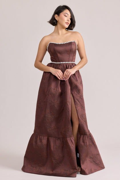 Vienna Luxe Jacquard Dress | Made To Order | Mahogany