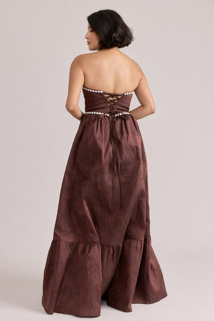 Vienna Luxe Jacquard Dress | Made To Order | Mahogany