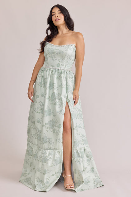 Vienna Luxe Jacquard Dress | Made To Order | Sage