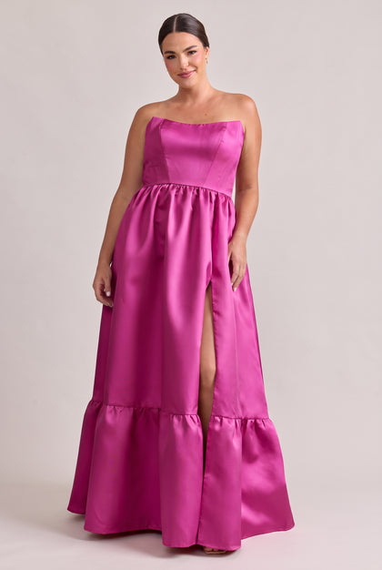 Vienna Mikado Dress | Fuchsia