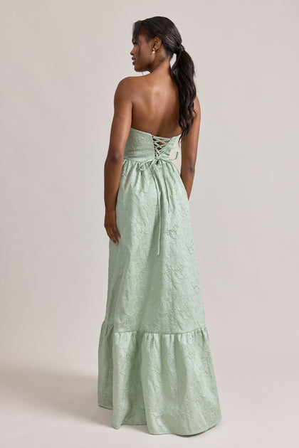 Vienna Tonal Jacquard Dress | Sage
