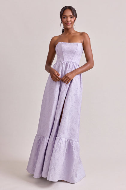 Vienna Tonal Jacquard Dress | Soft Violet