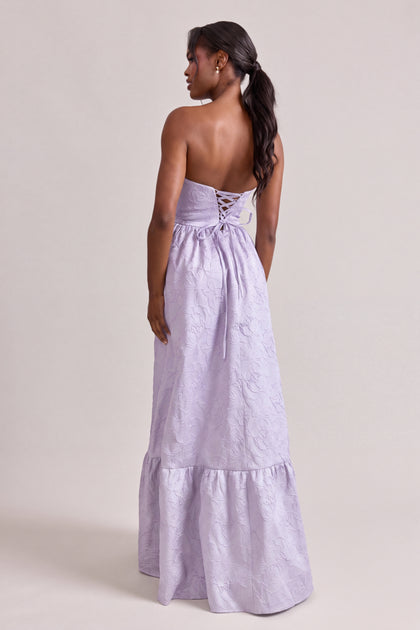 Vienna Tonal Jacquard Dress | Soft Violet