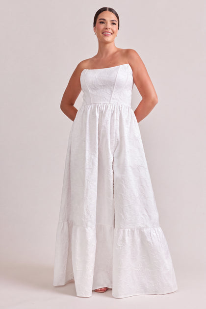 Vienna Tonal Jacquard Dress | White