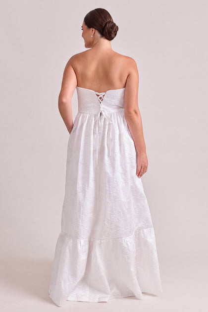 Vienna Tonal Jacquard Dress | White