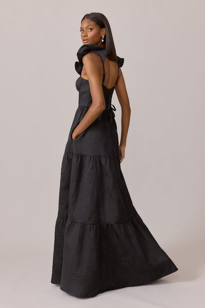Violet Jacquard Dress | Made To Order | Black
