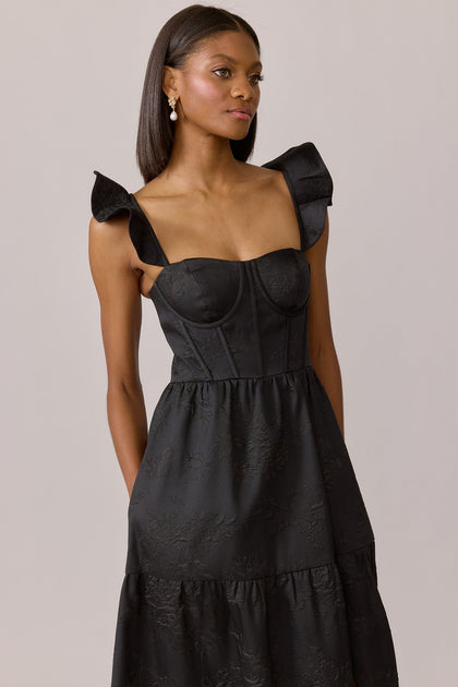 Violet Jacquard Dress | Made To Order | Black