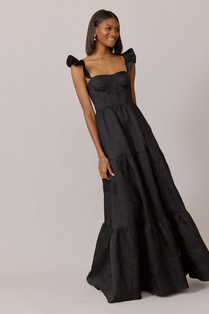 Violet Jacquard Dress | Made To Order | Black