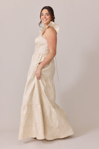 Violet Jacquard Dress | Made To Order | Champagne