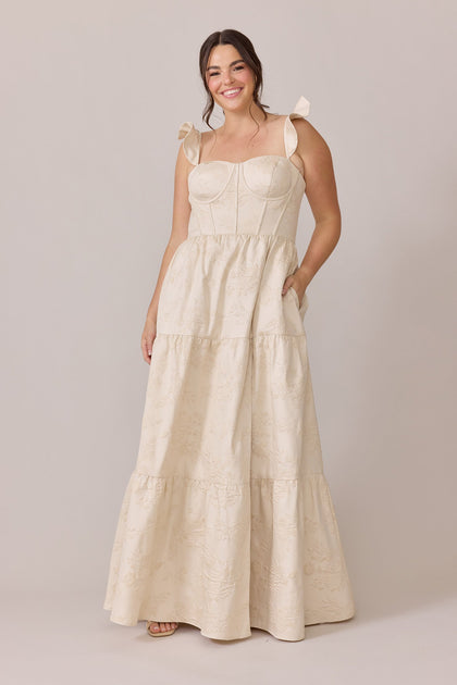 Violet Jacquard Dress | Made To Order | Champagne