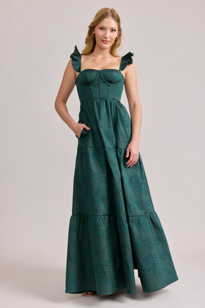 Violet Jacquard Dress | Made To Order | Classic Emerald
