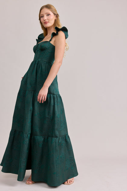 Violet Jacquard Dress | Made To Order | Classic Emerald