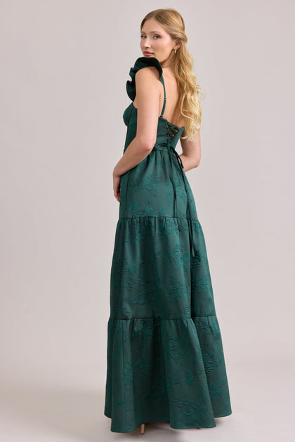 Violet Jacquard Dress | Made To Order | Classic Emerald