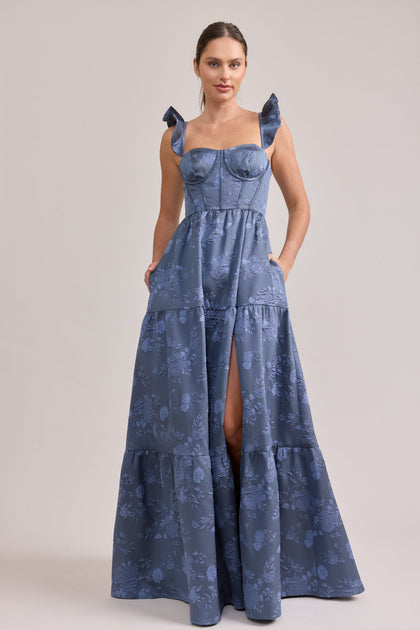Violet Jacquard Dress | Made To Order | Indie Blue