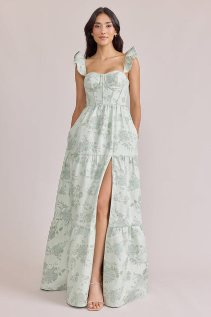 Violet Jacquard Dress | Made To Order | Sage