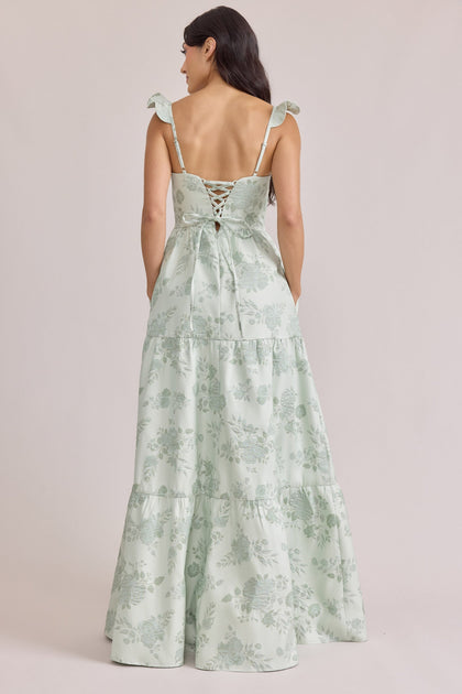 Violet Jacquard Dress | Made To Order | Sage
