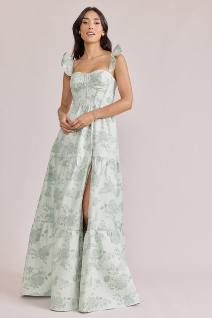 Violet Jacquard Dress | Made To Order | Sage