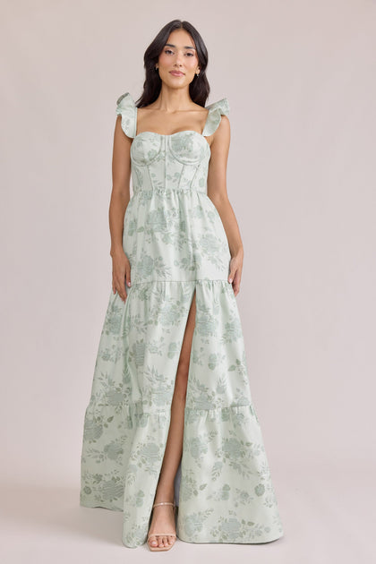 Violet Jacquard Dress | Made To Order | Sage