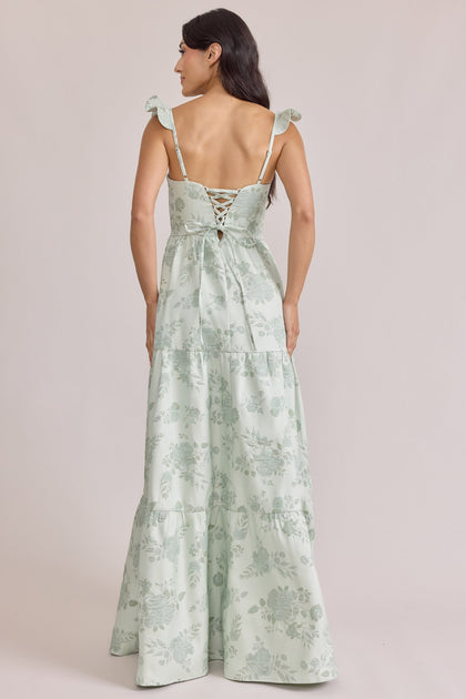 Violet Jacquard Dress | Made To Order | Sage