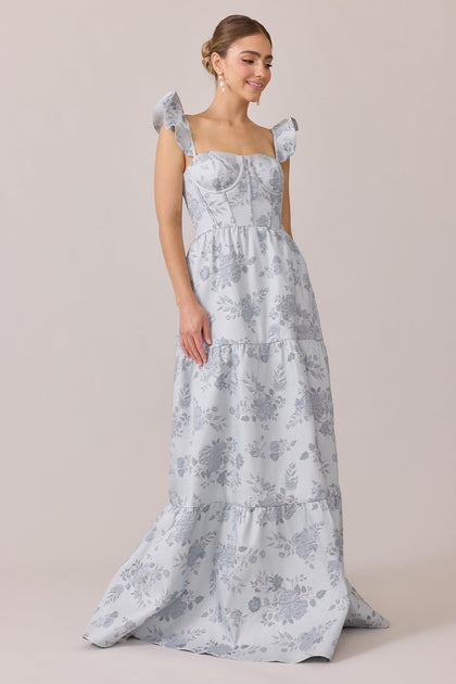 Violet Jacquard Dress | Made To Order | Sky Blue