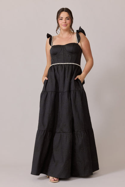 Violet Luxe Jacquard Dress | Made To Order | Black