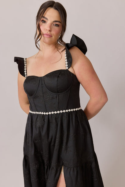 Violet Luxe Jacquard Dress | Made To Order | Black