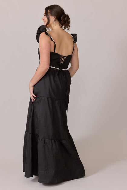 Violet Luxe Jacquard Dress | Made To Order | Black