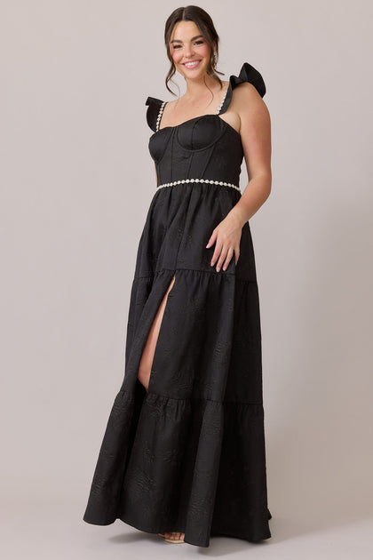 Violet Luxe Jacquard Dress | Made To Order | Black