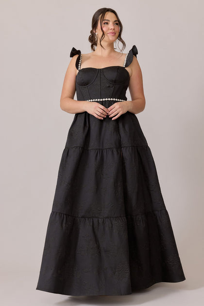 Violet Luxe Jacquard Dress | Made To Order | Black