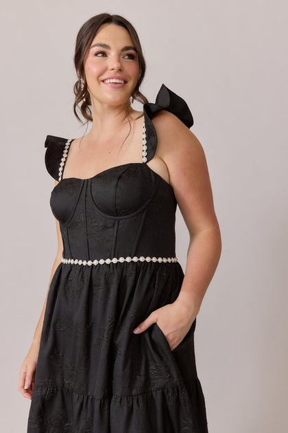 Violet Luxe Jacquard Dress | Made To Order | Black