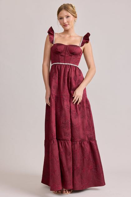 Violet Luxe Jacquard Dress | Made To Order | Cabernet