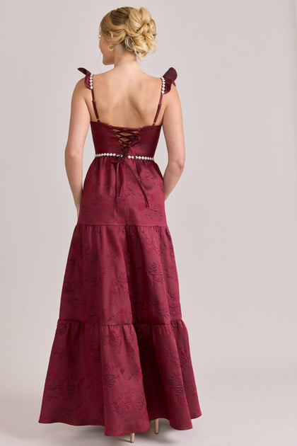 Violet Luxe Jacquard Dress | Made To Order | Cabernet